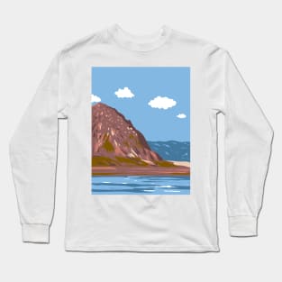 Morro Rock Beach in Morro Bay San Luis Obispo California WPA Poster Art Long Sleeve T-Shirt